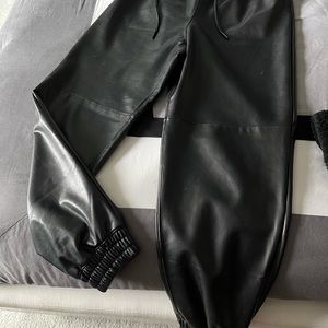 Faux leather joggers